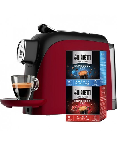 Bialetti Bundle macchina caffè espresso rossa + 32 capsule